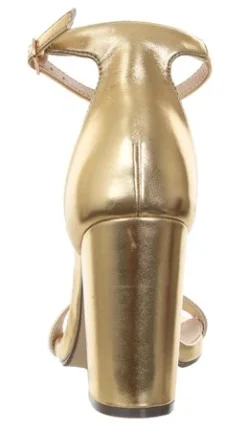 4th & Reckless Gold Foil Sarah Basic Single Strap Block Heel Sandal -Cheap Drape Dresses Store 13793 2