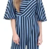 Ax Paris Blue Navy Stripe Cullotte Jumpsuit