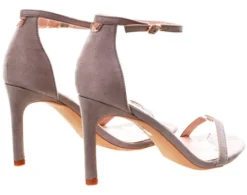 No Doubt Grey Ankle Strap Heeled Shoe -Cheap Drape Dresses Store 14931 3