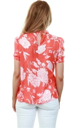 Fashion Union Coral / Red Floral Top -Cheap Drape Dresses Store 15858 3