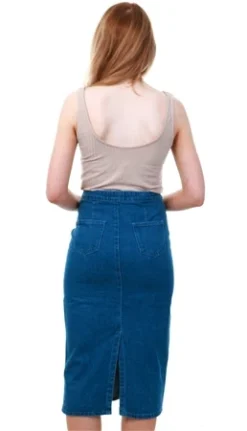 Dv8 Blue Midi Denim Button Skirt -Cheap Drape Dresses Store 15871 3