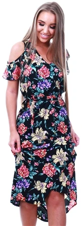Style London Multi Cold Shoulder Floral Print Dress