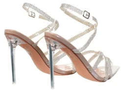 No Doubt Nude Patent Diamante Strap Heel -Cheap Drape Dresses Store 18737 3