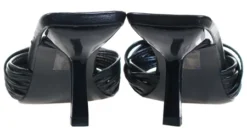 No Doubt Black Pu Mule Heel Sandal -Cheap Drape Dresses Store 18862 2