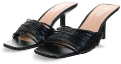 No Doubt Black Pu Mule Heel Sandal