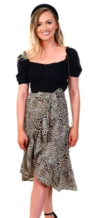 Missi London Leopard Midi Wrap Skirt