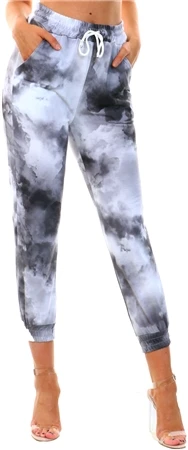 Parisian Black Tie Dye Draw Cord Jogger Bottoms