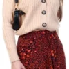 Missi London Rust Leopard Midi Skirt