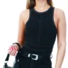 Saint Genies Black Sleeveless Bodysuit With Contrasting Stitch