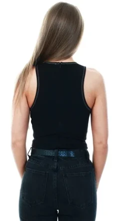 Saint Genies Black Sleeveless Bodysuit With Contrasting Stitch -Cheap Drape Dresses Store 20506 3