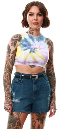 Sixth June Blue Spiral Tie Dye Crop Top
