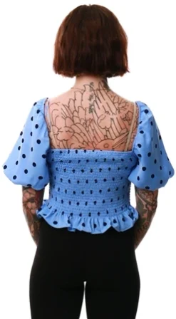 Brave Soul Blue Polka Dots Smock Top -Cheap Drape Dresses Store 22027 3