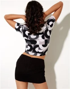 Motel Retro Optic Spot Wuma Cropped Shirt -Cheap Drape Dresses Store 22401 3