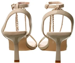 No Doubt Beige Strappy Chain Heels -Cheap Drape Dresses Store 22574 2