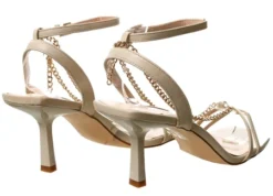 No Doubt Beige Strappy Chain Heels -Cheap Drape Dresses Store 22574 3