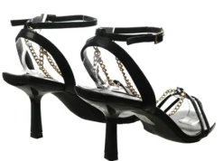 No Doubt Black Strappy Chain Heels -Cheap Drape Dresses Store 22582 3