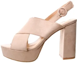 No Doubt Beige Suede Block Platform Heel -Cheap Drape Dresses Store 22583 2