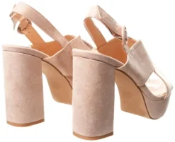 No Doubt Beige Suede Block Platform Heel -Cheap Drape Dresses Store 22583 3