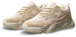 Truffle Beige / Sand Lace Up Chunky Trainer
