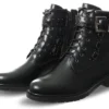 Redz Black Lace Up Biker Boot