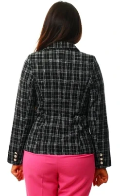 Cutie London Black Check Button Detail Blazer -Cheap Drape Dresses Store 23943 3