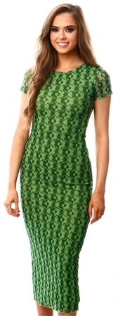Motel Wavy Daisy Green Happyella Midi Dress