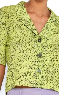Noisy May Wild Lime Short Sleeved Print Shirt -Cheap Drape Dresses Store 24287 2