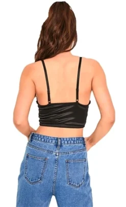 Saint Genies Black Coraline Satin Bustier -Cheap Drape Dresses Store 24845 3