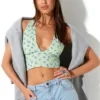Motel Lime Floral Nanda Crop Top
