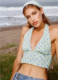 Motel Lime Floral Nanda Crop Top -Cheap Drape Dresses Store 25002 3