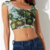 Motel Green Misae Blurred Mesh Top