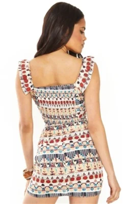 Glamorous Brown Multi Tribal Frill Crop Top -Cheap Drape Dresses Store 25197 3