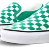 Vans Pepper Green - True White Checkerboard Classic Slip-On Shoes