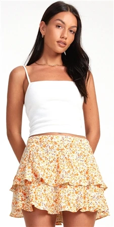 Motel Ditsy Tangerine Lowisa Mini Skirt