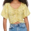 Only Yellow / Cream Gold 2/4 Sleeved Ruching Top
