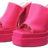 Public Desire Pink Satin Satin Chunky Platform High Heeled Mules