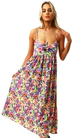 Brave Soul White Floral Midi Cami Strap Dress