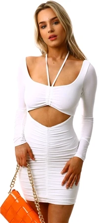Missy Empire White Cut Out Ruched Dress