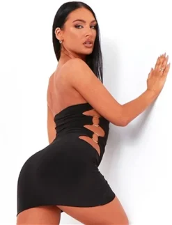 Missy Empire Black Zaira Bandeau Dress With Ring Cut Out -Cheap Drape Dresses Store 25866 3