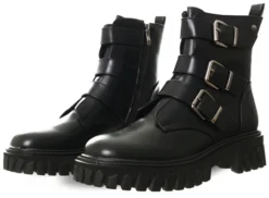 Redz Black Buckle Zip Up Boot