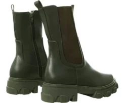 No Doubt Khaki Pu Chelsea Zip Boot -Cheap Drape Dresses Store 25995 3