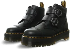 Dr. Martens Dr Martens Black Milled Nappa Devon Flower Leather Platform Boots