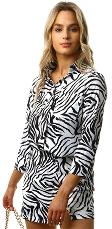 Cutie London White / Black Zebra Pattern Collar Shirt