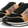 Zanni Black / Leopard Print Panel Lioness Lace Up Trainer