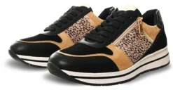 Zanni Black / Leopard Print Panel Lioness Lace Up Trainer