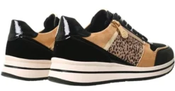 Zanni Black / Leopard Print Panel Lioness Lace Up Trainer -Cheap Drape Dresses Store 26408 3