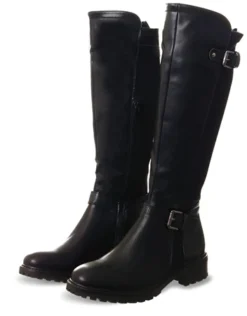 Redz Black Knee High Flat Boots