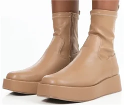 Public Desire Beige Pu Not Okay Platform Boot