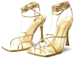 Public Desire Gold Imogen Lace Uppu Heels