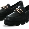 No Doubt Black Loafer With Gold Buckle